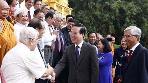 Chủ tịch nước Võ Văn Thưởng tiếp đại biểu các tôn giáo, nhân sĩ, trí thức tiêu biểu Thành phố Hồ Chí Minh
