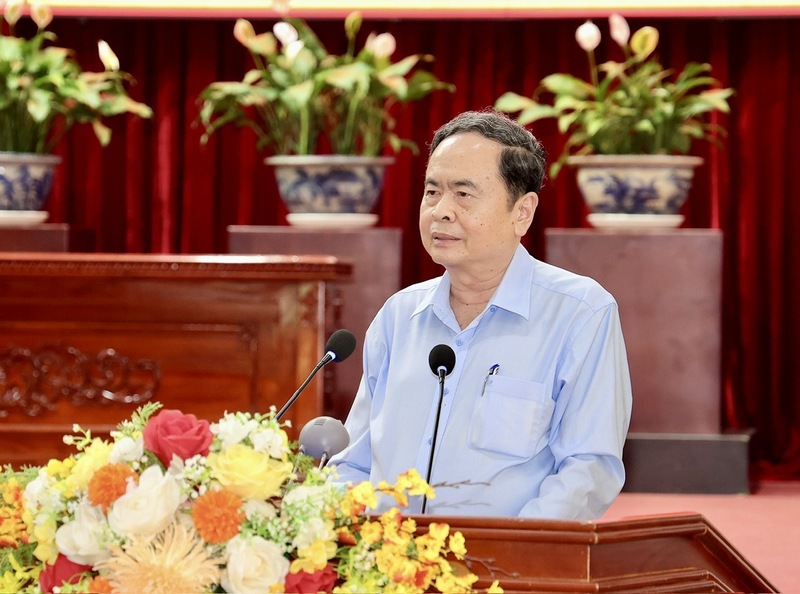 Chủ tịch Quốc hội Trần Thanh Mẫn phát biểu tại buổi đến thăm, tặng quà các gia đình chính sách, lực lượng vũ trang nhân dân, hộ nghèo tại TP. Cần Thơ.