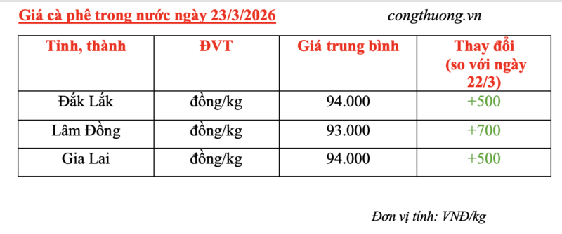 Giá cà phê hôm nay 23/3/2026: Tăng nhẹ 500 - 700 đồng/kg - 4