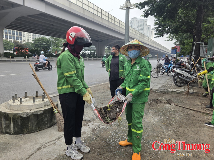 Công nhân vệ sinh môi trường thu gom, dọn dẹp rác.