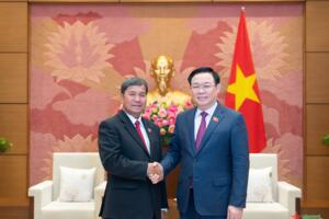 Chủ tịch Quốc hội Vương Đình Huệ tiếp Phó chủ tịch Quốc hội Lào Khambay Damlath