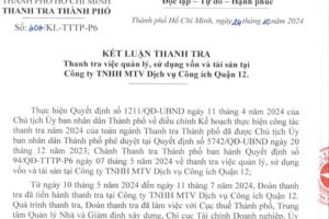 Công ty TNHH MTV Dịch vụ Công ích Quận 12 vướng nhiều vi phạm