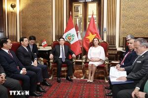 Chủ tịch nước Lương Cường hội đàm với Tổng thống Peru Dina Ercilia Boluarte Zegarra