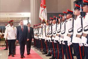 Lễ đón Tổng Bí thư Tô Lâm thăm chính thức Cộng hòa Singapore