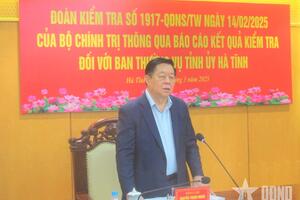 Công bố kết quả kiểm tra của Bộ Chính trị đối với Ban Thường vụ Tỉnh ủy Hà Tĩnh