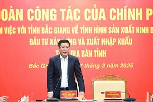 Bộ trưởng Nguyễn Hồng Diên làm việc với tỉnh Bắc Giang về giải pháp thúc đẩy phát triển