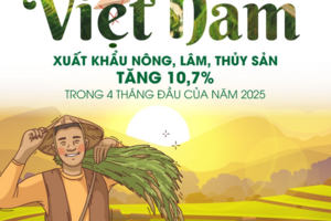 Tổng kim ngạch xuất khẩu nông, lâm, thủy sản đạt 21,15 tỷ USD trong 4 tháng đầu năm 2025