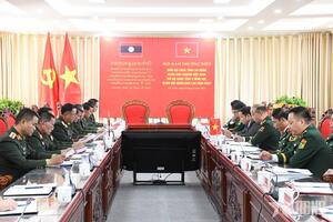 Bộ CHQS tỉnh Lai Châu hội đàm thường niên với Bộ CHQS tỉnh Oudomxay (Lào)