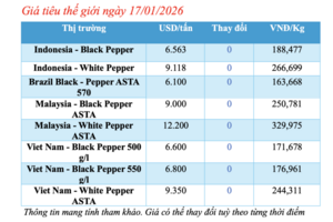 Giá tiêu hôm nay 17/1/2026: Sụt giảm sâu