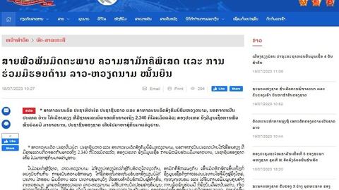 Quan hệ hữu nghị đoàn kết đặc biệt, hợp tác toàn diện Lào - Việt Nam ngày càng bền chặt