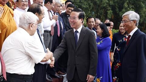 Chủ tịch nước Võ Văn Thưởng tiếp đại biểu các tôn giáo, nhân sĩ, trí thức tiêu biểu Thành phố Hồ Chí Minh