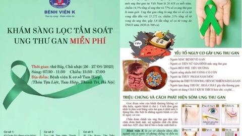 Khám sàng lọc ung thư gan miễn phí tại Hà Nội vào ngày 26 và 27-8