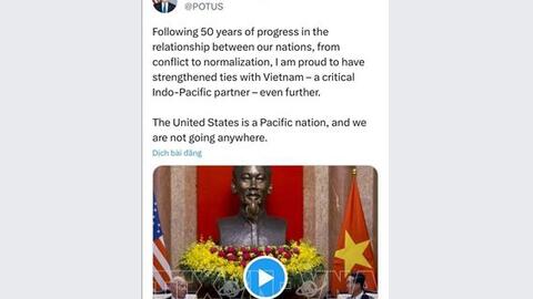 Tổng thống Mỹ Joe Biden đánh giá chuyến thăm Việt Nam là "thời khắc lịch sử"