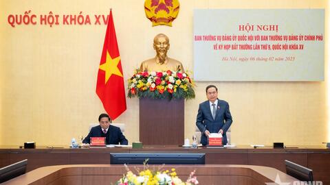 Hội nghị Ban Thường vụ Đảng ủy Quốc hội và Ban Thường vụ Đảng ủy Chính phủ