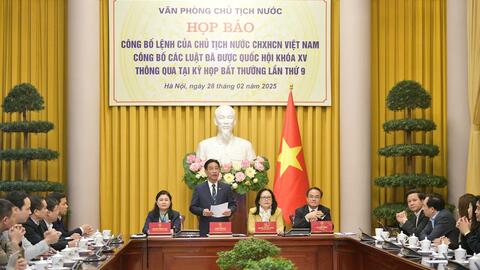 Công bố Lệnh của Chủ tịch nước về 3 luật vừa được thông qua