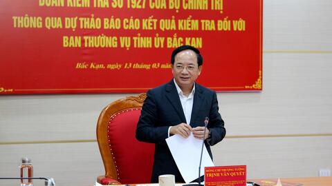 Đoàn kiểm tra của Bộ Chính trị làm việc với Ban Thường vụ Tỉnh ủy Bắc Kạn
