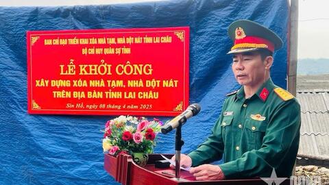 Bộ CHQS tỉnh Lai Châu khởi công xây dựng xóa nhà tạm, nhà dột nát