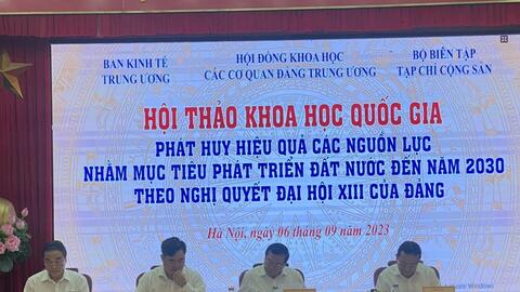 Hội thảo khoa học quốc gia “Phát huy hiệu quả các nguồn lực nhằm thực hiện mục tiêu phát triển đất nước đến năm 2030 theo Nghị quyết Đại hội XIII của Đảng”