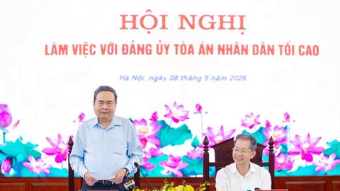 Chủ tịch Quốc hội Trần Thanh Mẫn chủ trì hội nghị với Đảng ủy Tòa án nhân dân tối cao