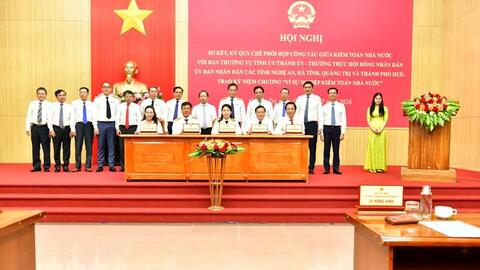 Kiểm toán nhà nước ký Quy chế phối hợp với Nghệ An, Hà Tĩnh, Quảng Trị và TP. Huế