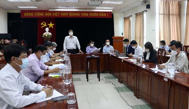 Hội nghị triển khai thực hiện thí điểm phần mềm (APPS) nhận diện sinh vật gây hại trên cây lúa tại An Giang bằng điện thoại di động thông minh. Ảnh: Công Mạo/TTXVN