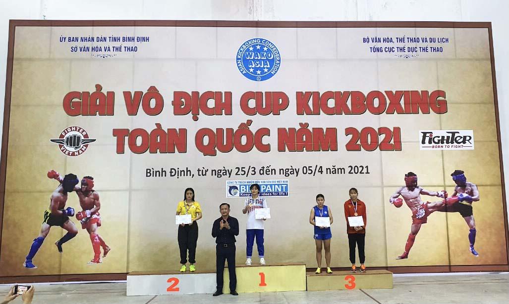 Đoàn Gia Lai đã giành được 1 huy chương vàng và 1 huy chương đồng ở Giải Vô địch Cúp Kickboxing toàn quốc năm 2021. Ảnh: Lê Văn Ngọc