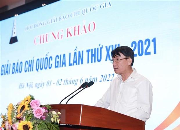 Phó Chủ tịch Thường trực Hội Nhà báo Việt Nam Nguyễn Đức Lợi phát biểu. (Ảnh: Hoàng Hiếu/TTXVN)