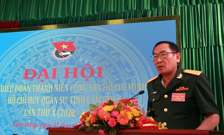 Đại tá Vy Thanh Minh – Phó Chỉ huy trưởng, Tham mưu trưởng Bộ CHQS tỉnh phát biểu chỉ đạo Đại hội