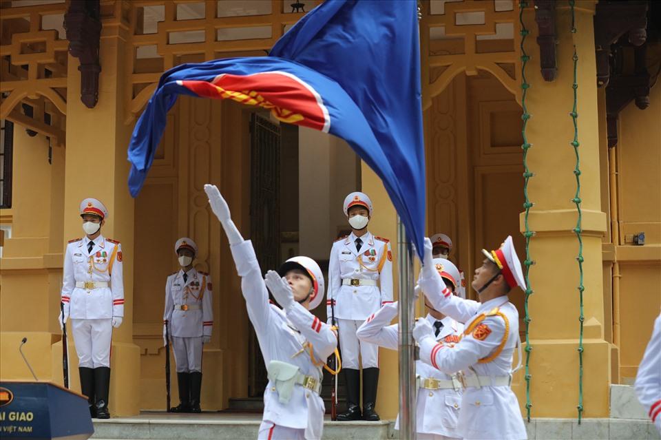 Lễ thượng cờ ASEAN ngày 8.8.2022 tại Hà Nội. Ảnh: Hải Nguyễn/LĐO