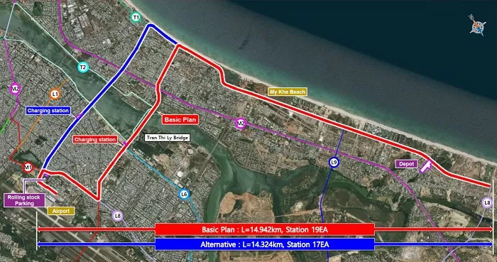 Sơ đồ tuyến đường sắt đô thị Đà Nẵng tuyến Sân bay Đà Nẵng – Biển Mỹ Khê – Depot (Ảnh: Sở Giao thông vận tải Đà Nẵng) Sơ đồ tuyến đường sắt đô thị Đà Nẵng tuyến Sân bay Đà Nẵng – Biển Mỹ Khê – Depot (Ảnh: Sở Giao thông vận tải Đà Nẵng)