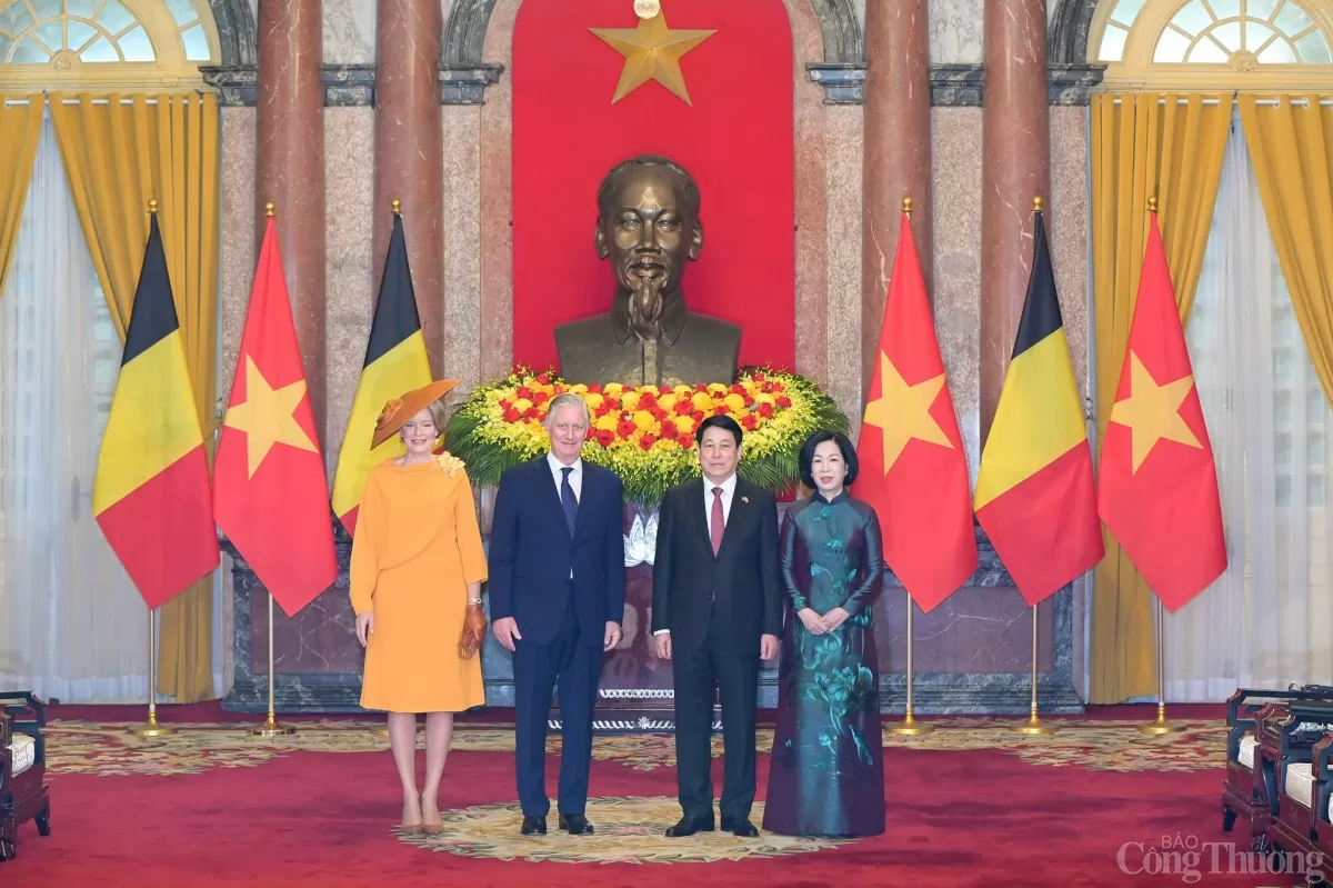 Chủ tịch nước Lương Cường chủ trì lễ đón Nhà vua Bỉ Philippe
