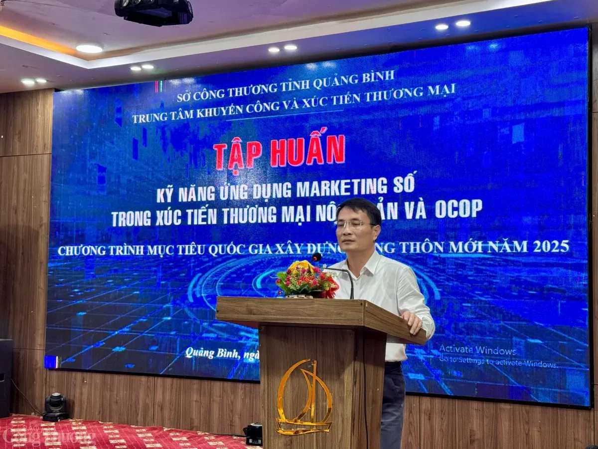 Ông Phan Hoài Nam- Phó Giám đốc Sở Công Thương Quảng Bình phát biểu tại chương trình