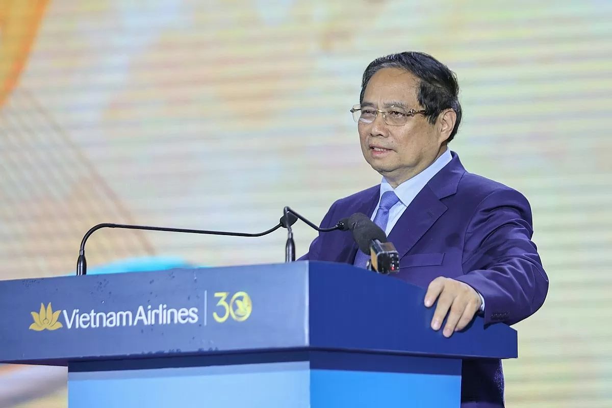 Thủ tướng Phạm Minh Chính: Hàng không Việt Nam bay tới đâu, biên giới mềm của Việt Nam tới đó. Ảnh: VGP/Nhật Bắc