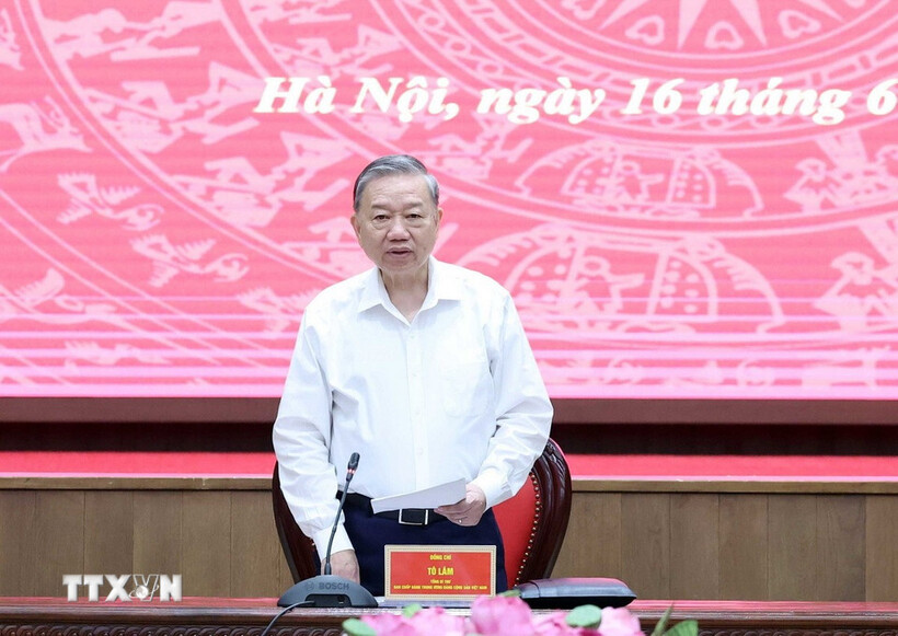 Tổng Bí thư Tô Lâm phát biểu tại buổi làm việc. Ảnh: TTXVN