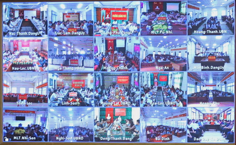 Hội nghị được kết nối trực tuyến đến 165 điểm cầu cấp xã mới. Ảnh: Minh Hiếu