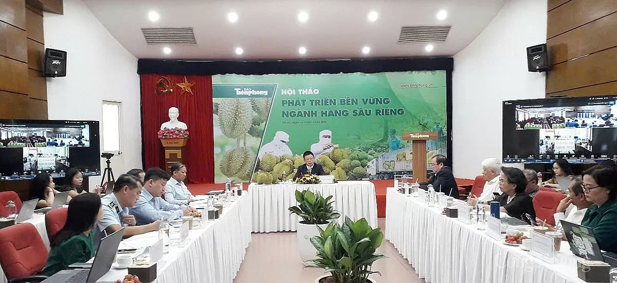 Hội thảo “Phát triển bền vững ngành hàng sầu riêng” do Báo Tiền Phong tổ chức sáng 10/6, tại Hà Nội.