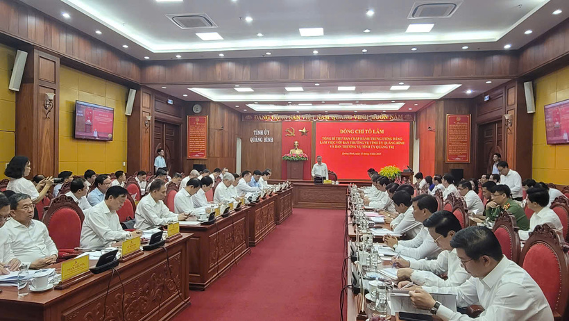 Buổi làm việc của Tổng Bí thư Tô Lâm với hai địa phương Quảng Bình và Quảng Trị (Ảnh: Tá Thành)