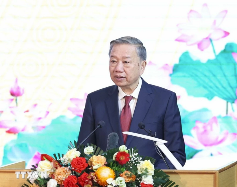 Tổng Bí thư Tô Lâm phát biểu tại buổi lễ. Ảnh: TTXVN