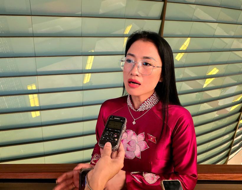 Đại biểu Nguyễn Khánh Thu (đoàn Thái Bình). Ảnh: Thu Hường