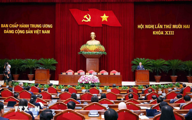 Hội nghị Trung ương 12 khóa XIII. Ảnh: TTXVN