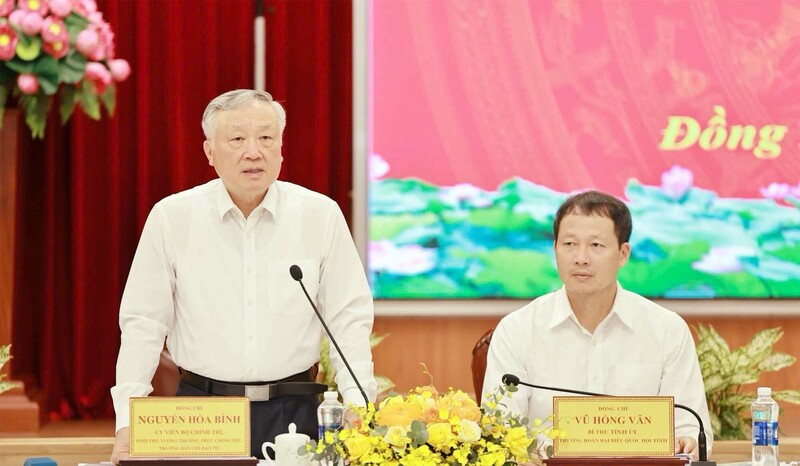 Phó Thủ tướng Thường trực Chính phủ Nguyễn Hòa Bình, Trưởng ban Chỉ đạo 751 phát biểu tại buổi làm việc. Ảnh: Công Nghĩa