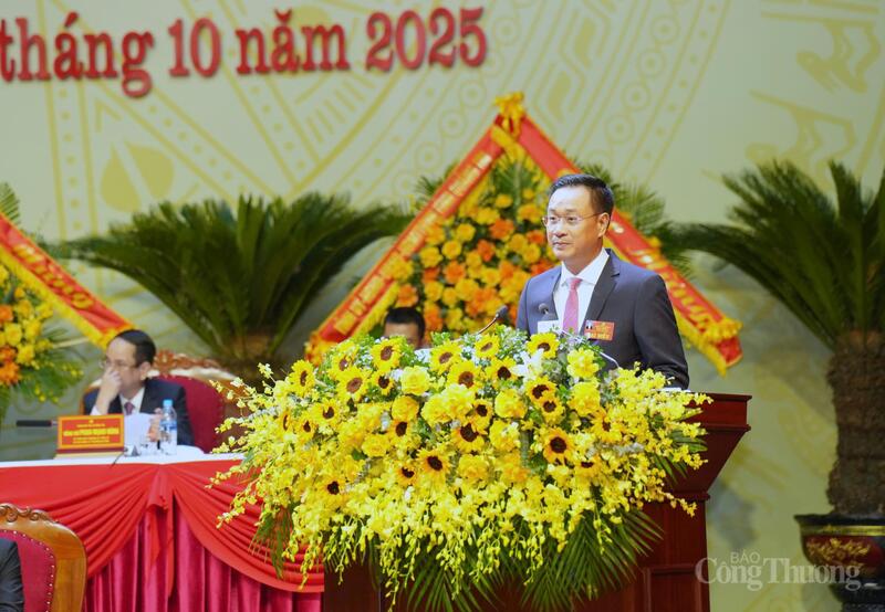 Ông Lê Ngọc Quang- Bí thư Tỉnh uỷ Quảng Trị nhiệm kỳ 2025-2030 phát biểu khai mạc Đại hội