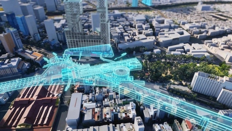 Phối cảnh cụm ga ngầm Bến Thành, điểm giao cắt giữa Metro số 1 và Metro số 2. Ảnh: MAUR.