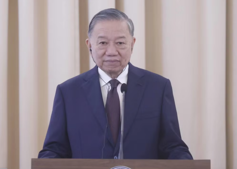 Tổng Bí thư, Chủ tịch nước Tô Lâm tại cuộc gặp gỡ báo chí, thông báo kết quả hội đàm với Thủ tướng Thái Lan Anutin Charnvirakul. (Ảnh: TTXVN)
