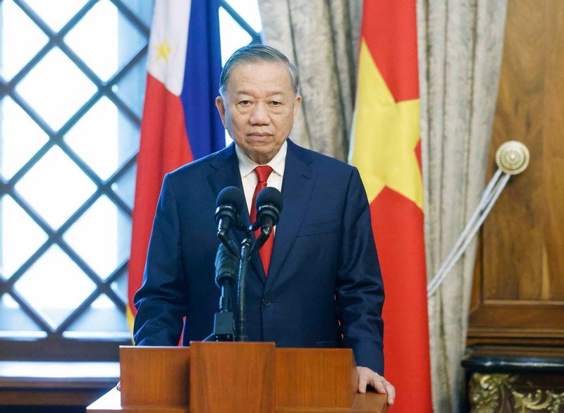 Tổng Bí thư, Chủ tịch nước Tô Lâm phát biểu tại cuộc gặp gỡ báo chí, thông báo kết quả hội đàm. Ảnh: Thống Nhất/TTXVN