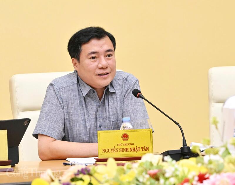 Thứ trưởng Nguyễn Sinh Nhật Tân tham dự và phát biểu tại buổi làm việc. Ảnh: Cấn Dũng