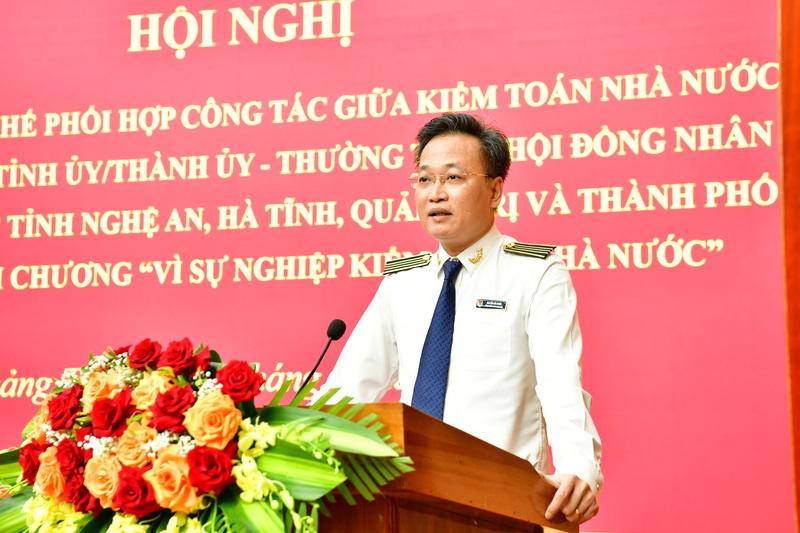 Tổng Kiểm toán nhà nước Nguyễn Hữu Nghĩa phát biểu tại hội nghị. Ảnh: SAV