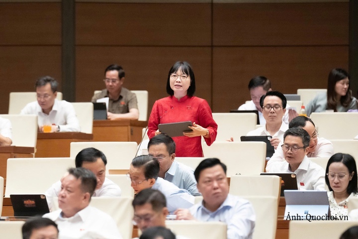 Đại biểu Quốc hội Nguyễn Thị Việt Nga, đoàn thành phố Hải Phòng phát biểu thảo luận.
