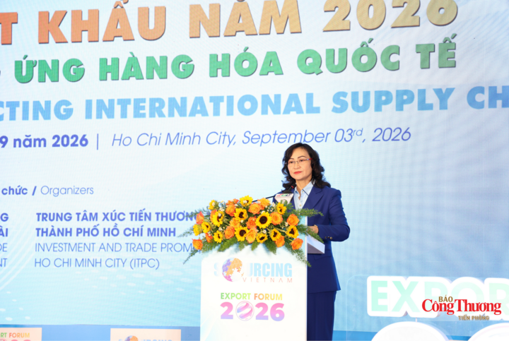 Thứ trưởng Bộ Công Thương Phan Thị Thắng phát biểu khai mạc chuỗi sự kiện Kết nối chuỗi cung ứng hàng hoá quốc tế - Viet Nam International Sourcing 2026