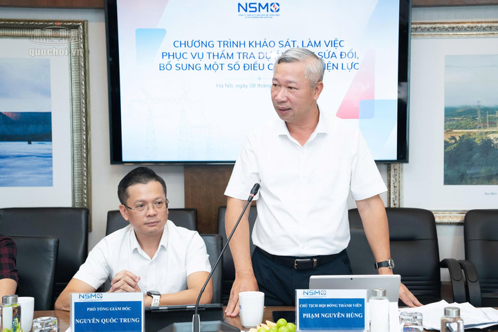 Ông Phạm Nguyên Hùng - Chủ tịch Hội đồng thành viên Công ty TNHH MTV Vận hành hệ thống điện và thị trường điện Quốc gia (NSMO) phát biểu. Ảnh: Cao Hoàng